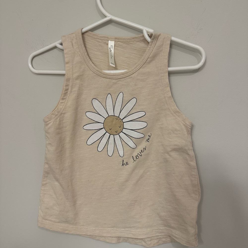 Rylee + Cru Cream Tank Top with Daisy Design